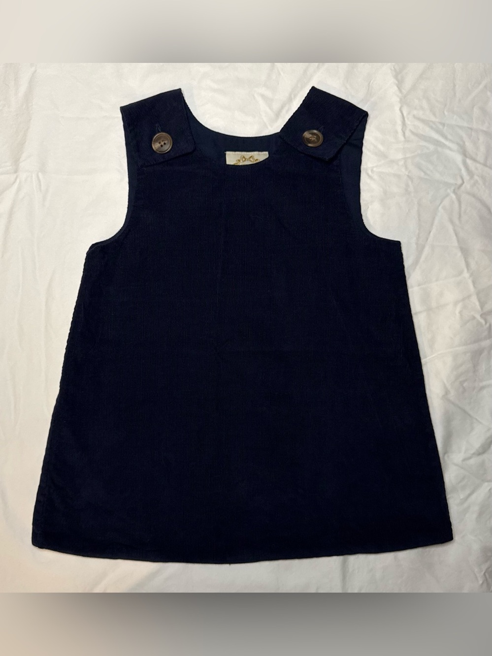 The Beaufort Bonnet Company Toddler Girls Navy Corduroy Shift Dress 2T